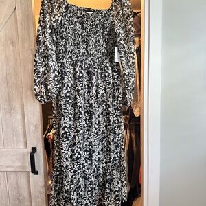 Japna Black and White Long Sleeve Sundress